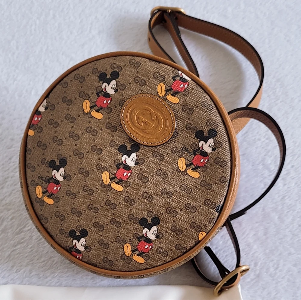 Authentic Gucci x Disney Mickey Mouse GG  Supreme Monogram Mini Round Backpack - Picture 15 of 16